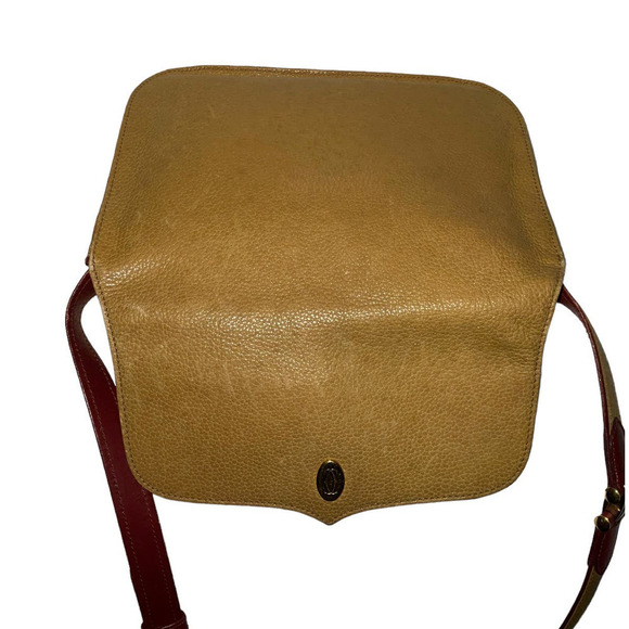 Cartier Vintage Leather Shoulder Bag Must De Mustard yellow Brown Leather - Picture 6 of 10